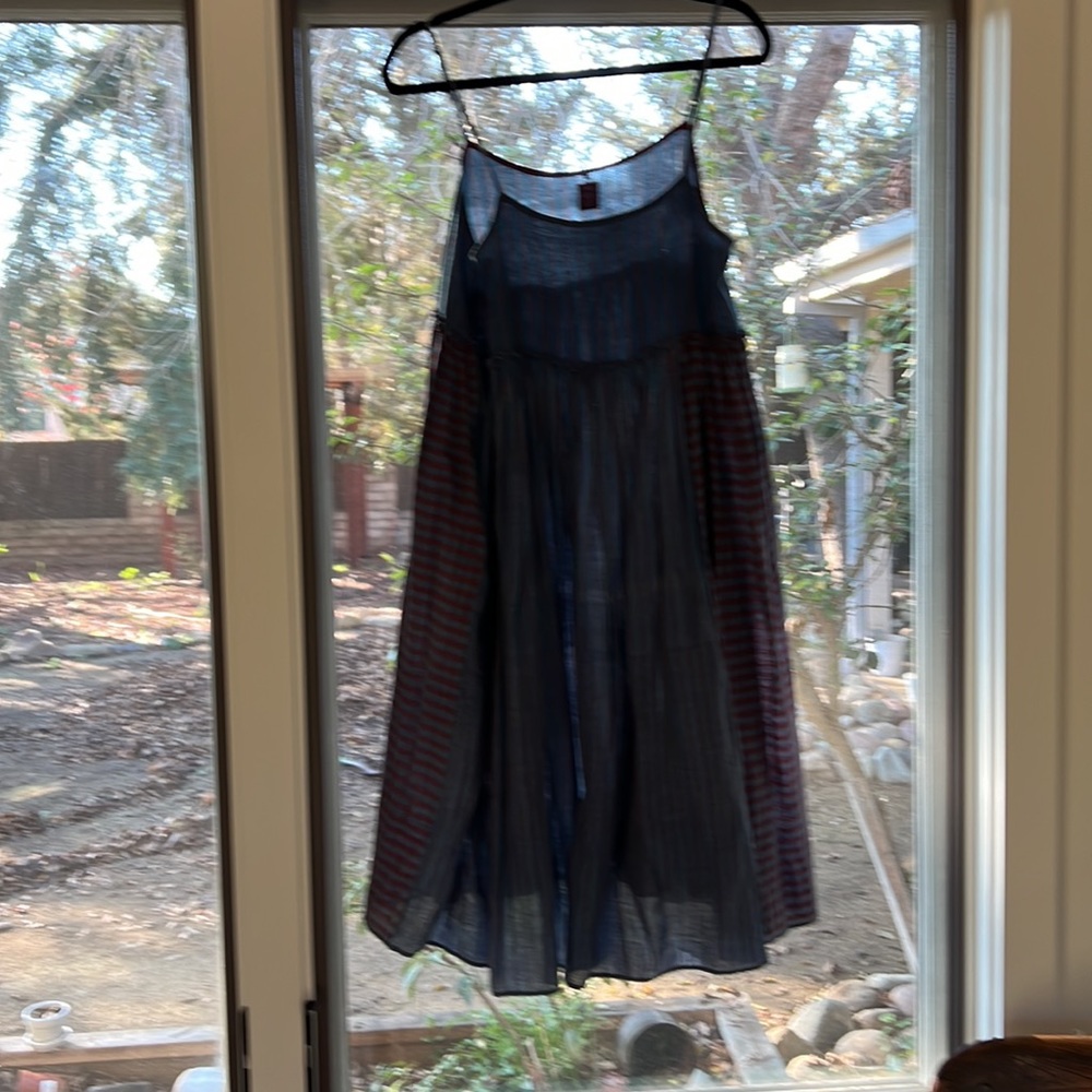 - MAKU Slip dress in Cotton Khadi BLUE/Burgundy